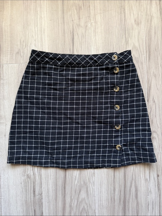 Divided Dresses & Skirts - Divided Black Mini Skirt with White Grid & Button Front
